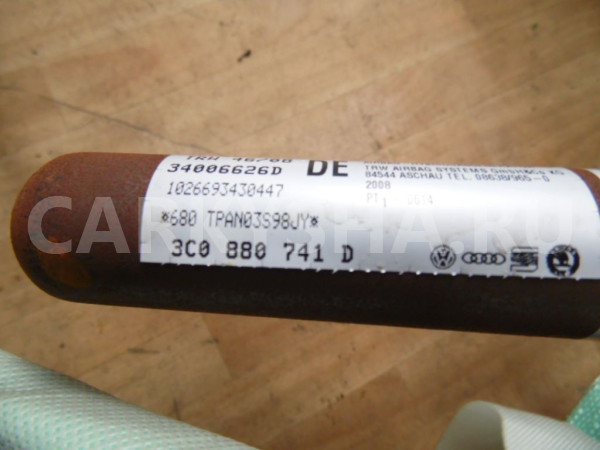 Подушка безопасности боковая (шторка) Volkswagen Passat B6 (2005—2010) Volkswagen Passat оригинальный номер 3c0880741d